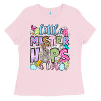 Bubblegum Pink Easter Day Little mister hops a lot Ladies Tee - OliviaCreatesArt