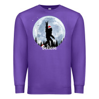 Purple santa bigfoot christmas rock funny sasquatch believe xmas t shirt Premium Sweatshirt - linhVisuals