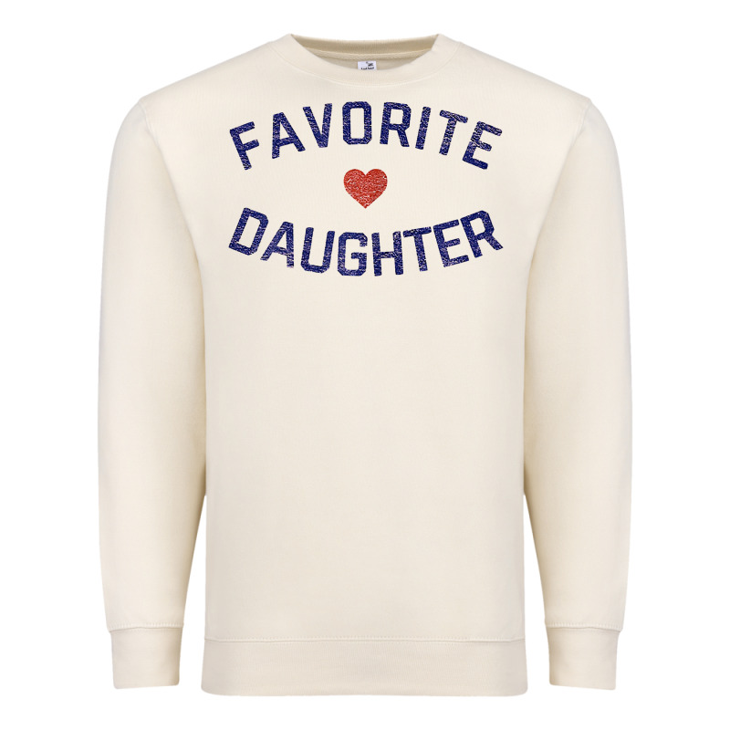 Womens Favorite Daughter Heart Distressed Vintage Faded Classic T Shir Premium Sweatshirt by linhVisuals | Teevron
