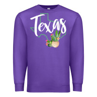 Purple texas state map pride cactus vintage texas sweatshirt Premium Sweatshirt - linhVisuals