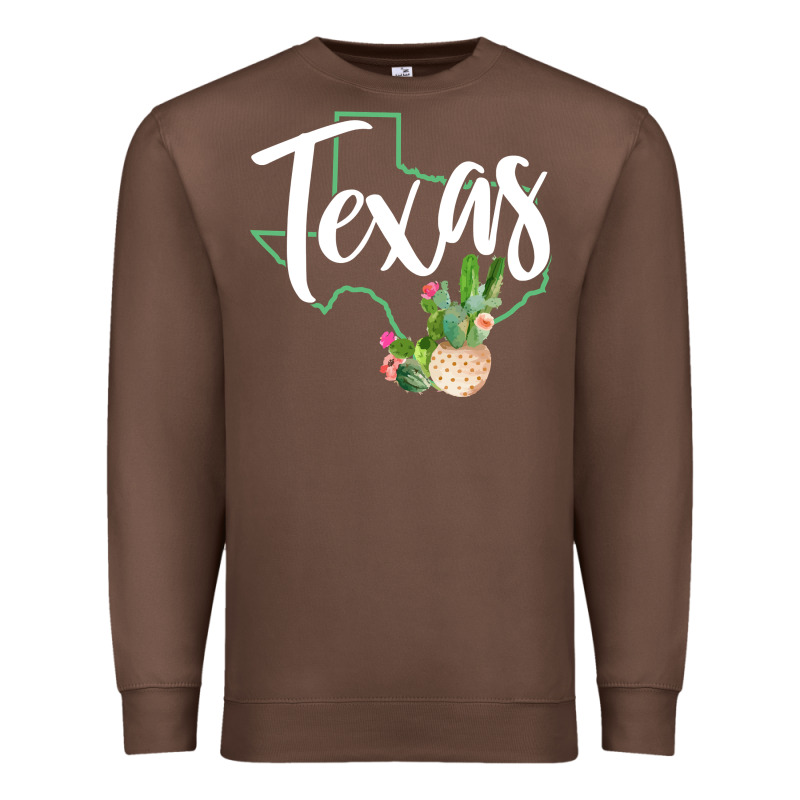 Texas State Map Pride Cactus Vintage Texas Sweatshirt Premium Sweatshirt by linhVisuals | Teevron