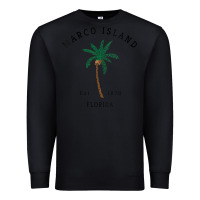 Black womens marco island florida colorful palm tree retro novelty art v nec Premium Sweatshirt - linhVisuals