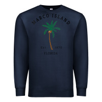 Navy womens marco island florida colorful palm tree retro novelty art v nec Premium Sweatshirt - linhVisuals