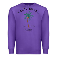 Purple womens marco island florida colorful palm tree retro novelty art v nec Premium Sweatshirt - linhVisuals