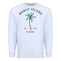 Womens Marco Island Florida Colorful Palm Tree Retro Novelty Art V Nec Premium Sweatshirt | Teevron