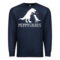 Navy womens mommysaurus mom and baby dinosaur v neck t shirt Premium Sweatshirt - linhVisuals