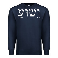 Navy yeshua jesus in hebrew pullover hoodie Premium Sweatshirt - linhVisuals
