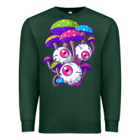 Sports Green psychedelic mushroom hippie magic fungus shrooms trance rave t shirt Premium Sweatshirt - linhVisuals