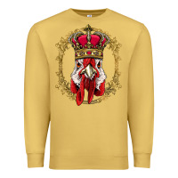 Antique Gold chicken chick king chicken wearing crown queen chicken animal 228 roos Premium Sweatshirt - linhVisuals
