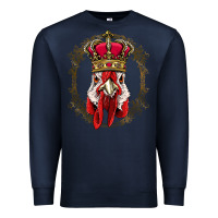 Navy chicken chick king chicken wearing crown queen chicken animal 228 roos Premium Sweatshirt - linhVisuals