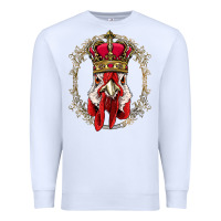 White chicken chick king chicken wearing crown queen chicken animal 228 roos Premium Sweatshirt - linhVisuals