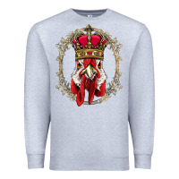Heather Grey chicken chick king chicken wearing crown queen chicken animal 228 roos Premium Sweatshirt - linhVisuals