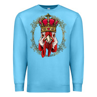 Ocean Blue chicken chick king chicken wearing crown queen chicken animal 228 roos Premium Sweatshirt - linhVisuals