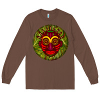 Chestnut african masks round earrings 4 Long Sleeve Tee - BundleAndBundleShop