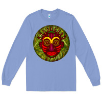 Colony Blue african masks round earrings 4 Long Sleeve Tee - BundleAndBundleShop
