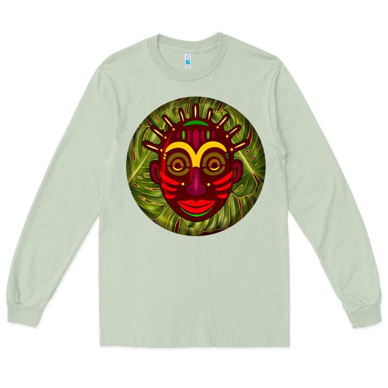 African Masks Round Earrings 4 Long Sleeve Tee by BundleAndBundleShop | Teevron