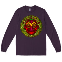 Plum african masks round earrings 4 Long Sleeve Tee - BundleAndBundleShop