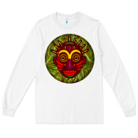 White african masks round earrings 4 Long Sleeve Tee - BundleAndBundleShop