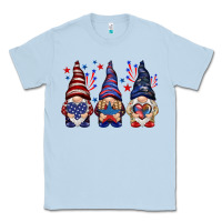 Dusty Blue 4th Of July gnomies with stars Classic Tee - HowdyJamesFarm
