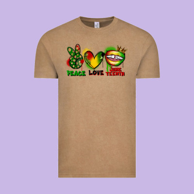 Peace Love Juneteenth Vintage Tee Designed By Fadigitalartstudio