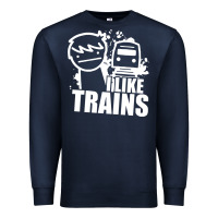 Navy i like trains Premium Sweatshirt - linhVisuals