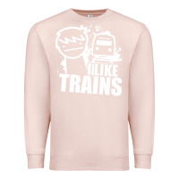 Pale Pink i like trains Premium Sweatshirt - linhVisuals