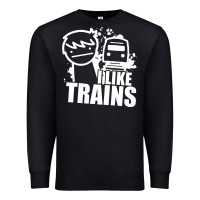 Black i like trains Premium Sweatshirt - linhVisuals