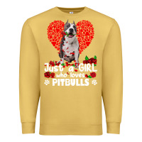 Antique Gold pitbull lover dog roses funny just a girl who loves pitbull 213 pitbul Premium Sweatshirt - linhVisuals