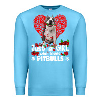 Ocean Blue pitbull lover dog roses funny just a girl who loves pitbull 213 pitbul Premium Sweatshirt - linhVisuals
