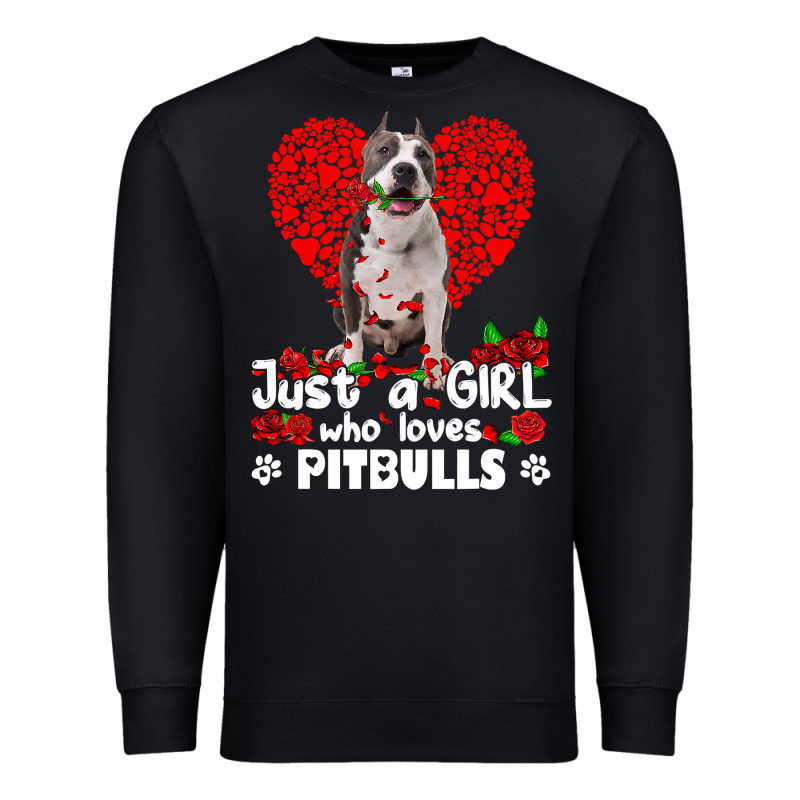 Pitbull Lover Dog Roses Funny Just A Girl Who Loves Pitbull 213 Pitbul Premium Sweatshirt by linhVisuals | Teevron