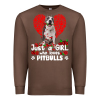 Chestnut pitbull lover dog roses funny just a girl who loves pitbull 213 pitbul Premium Sweatshirt - linhVisuals