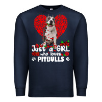 Navy pitbull lover dog roses funny just a girl who loves pitbull 213 pitbul Premium Sweatshirt - linhVisuals