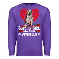 Purple pitbull lover dog roses funny just a girl who loves pitbull 213 pitbul Premium Sweatshirt - linhVisuals