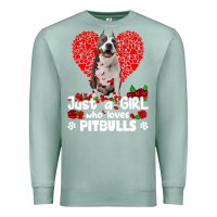Seafoam pitbull lover dog roses funny just a girl who loves pitbull 213 pitbul Premium Sweatshirt - linhVisuals