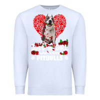 White pitbull lover dog roses funny just a girl who loves pitbull 213 pitbul Premium Sweatshirt - linhVisuals