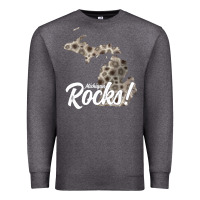 Charcoal Heather great lakes shaped men women petoskey stone michigan rocks pullover ho Premium Sweatshirt - linhVisuals