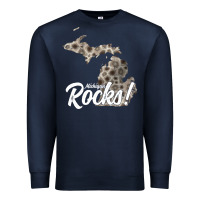 Navy great lakes shaped men women petoskey stone michigan rocks pullover ho Premium Sweatshirt - linhVisuals