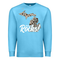 Ocean Blue great lakes shaped men women petoskey stone michigan rocks pullover ho Premium Sweatshirt - linhVisuals