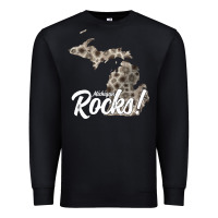 Black great lakes shaped men women petoskey stone michigan rocks pullover ho Premium Sweatshirt - linhVisuals