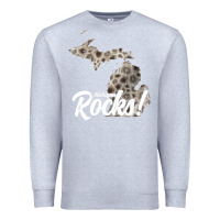 Heather Grey great lakes shaped men women petoskey stone michigan rocks pullover ho Premium Sweatshirt - linhVisuals