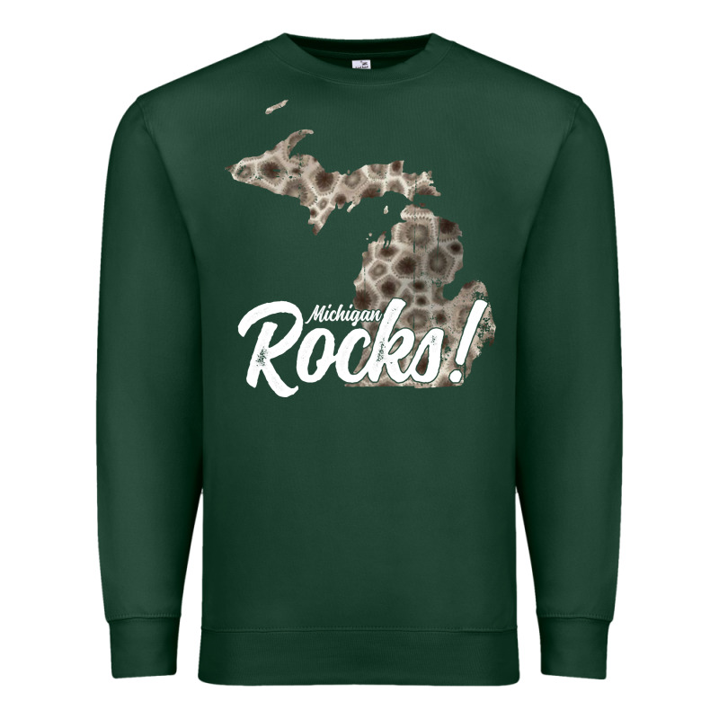 Great Lakes Shaped Men Women Petoskey Stone Michigan Rocks Pullover Ho Premium Sweatshirt by linhVisuals | Teevron