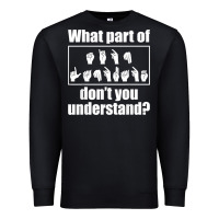 Black funny sign language gift men women hand symbol interpreter t shirt Premium Sweatshirt - linhVisuals