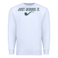 White just deduce it funny sherlock holmes detective raglan baseball tee Premium Sweatshirt - linhVisuals