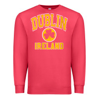 Cardinal womens dublin ireland varsity style shamrock green with amber print v Premium Sweatshirt - linhVisuals