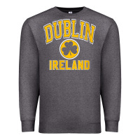 Charcoal Heather womens dublin ireland varsity style shamrock green with amber print v Premium Sweatshirt - linhVisuals
