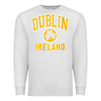 Oatmeal Heather womens dublin ireland varsity style shamrock green with amber print v Premium Sweatshirt - linhVisuals