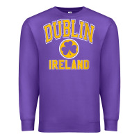 Purple womens dublin ireland varsity style shamrock green with amber print v Premium Sweatshirt - linhVisuals