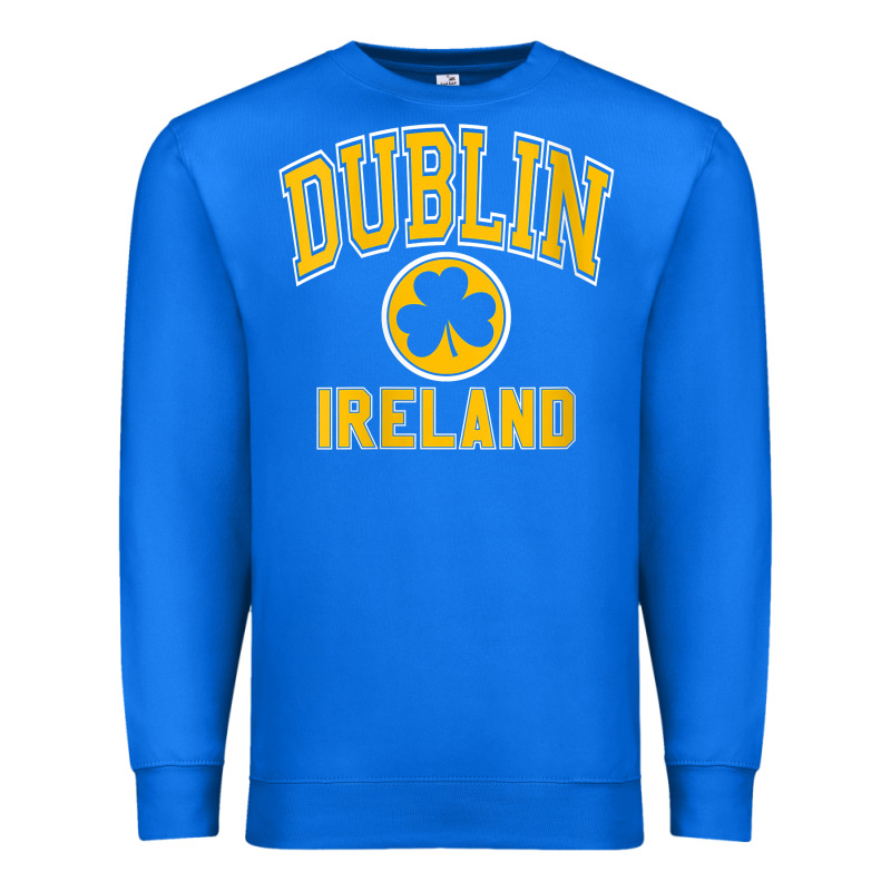 Womens Dublin Ireland Varsity Style Shamrock Green With Amber Print V Premium Sweatshirt by linhVisuals | Teevron