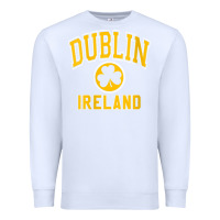 White womens dublin ireland varsity style shamrock green with amber print v Premium Sweatshirt - linhVisuals