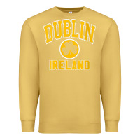 Antique Gold womens dublin ireland varsity style shamrock green with amber print v Premium Sweatshirt - linhVisuals